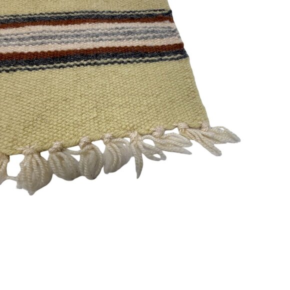 Southwestern Woven Table Runner Mat Small Rug Tapestry Beige Vintage 15" - Picture 3 of 5